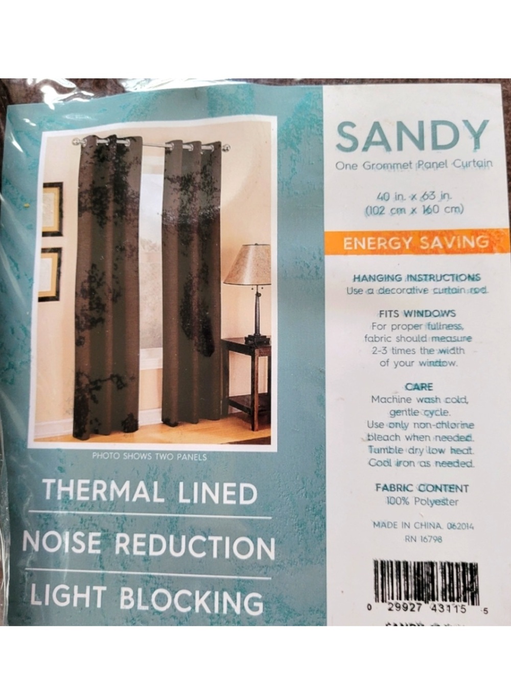 Four 40x63 Brown Thermal Lined  Grommet Curtain Panels